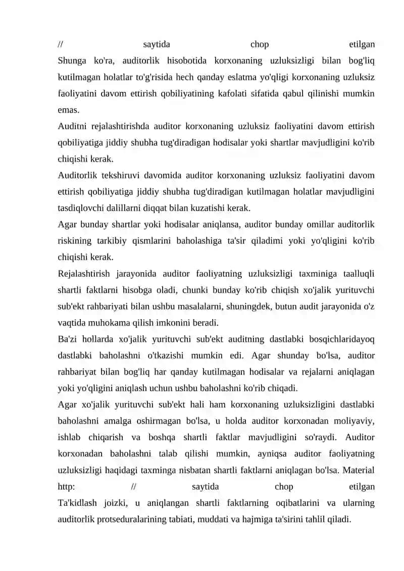 MAXSUS MASALANI TEKSHIRISH NATIJALARI BOʻYICHA AUDITAR XISOBOTI 4