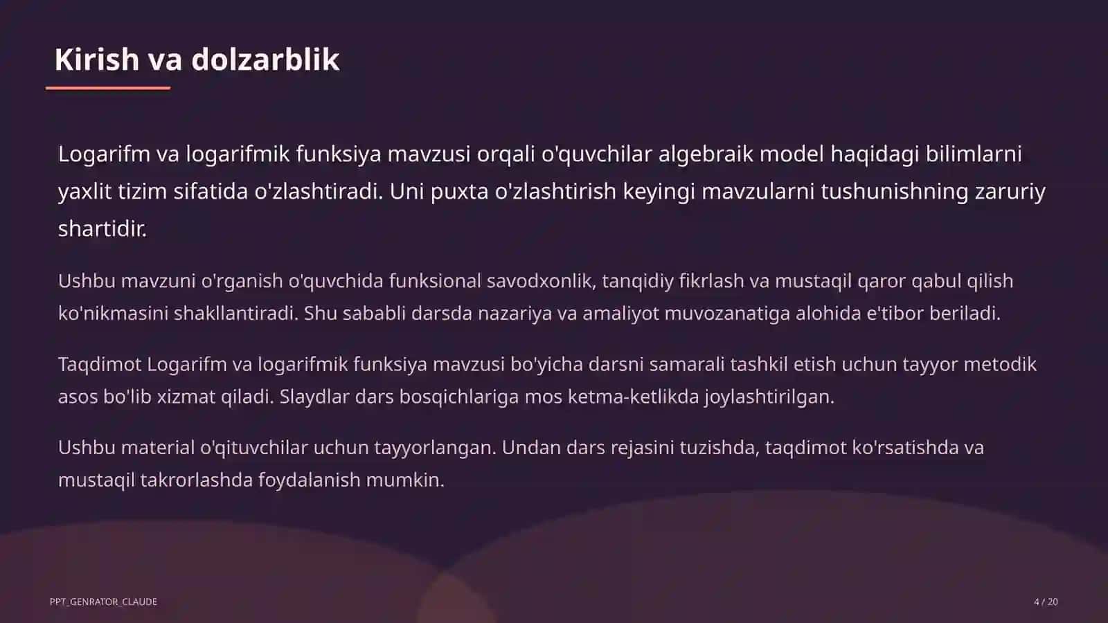 Logarifm va logarifmik funksiya (10-sinf) 4