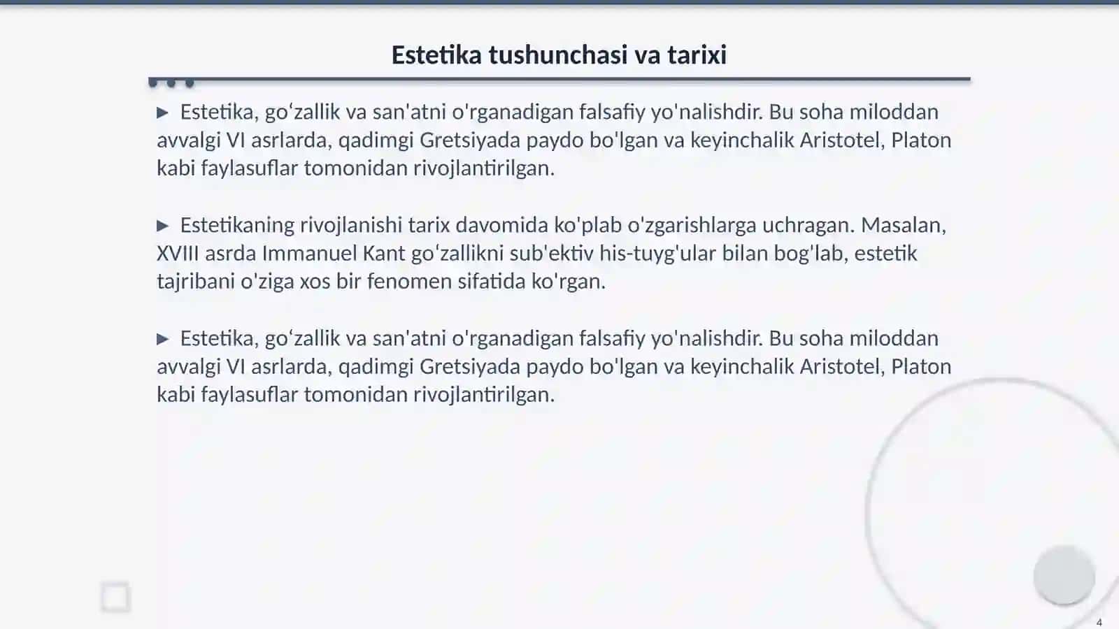 Goʻzallik estetikaning asosiy kategoriyasi 4