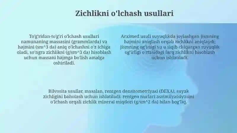 Biologik to'qima va qattiq jismlarning zichligini aniqlash 4
