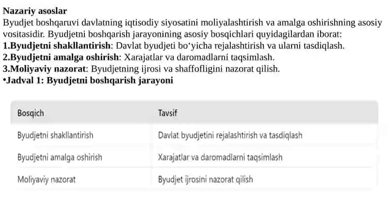 O‘zbekiston Respublikasi Moliya vazirligining byudjet sohasini boshqarishdagi vakolatlari 4
