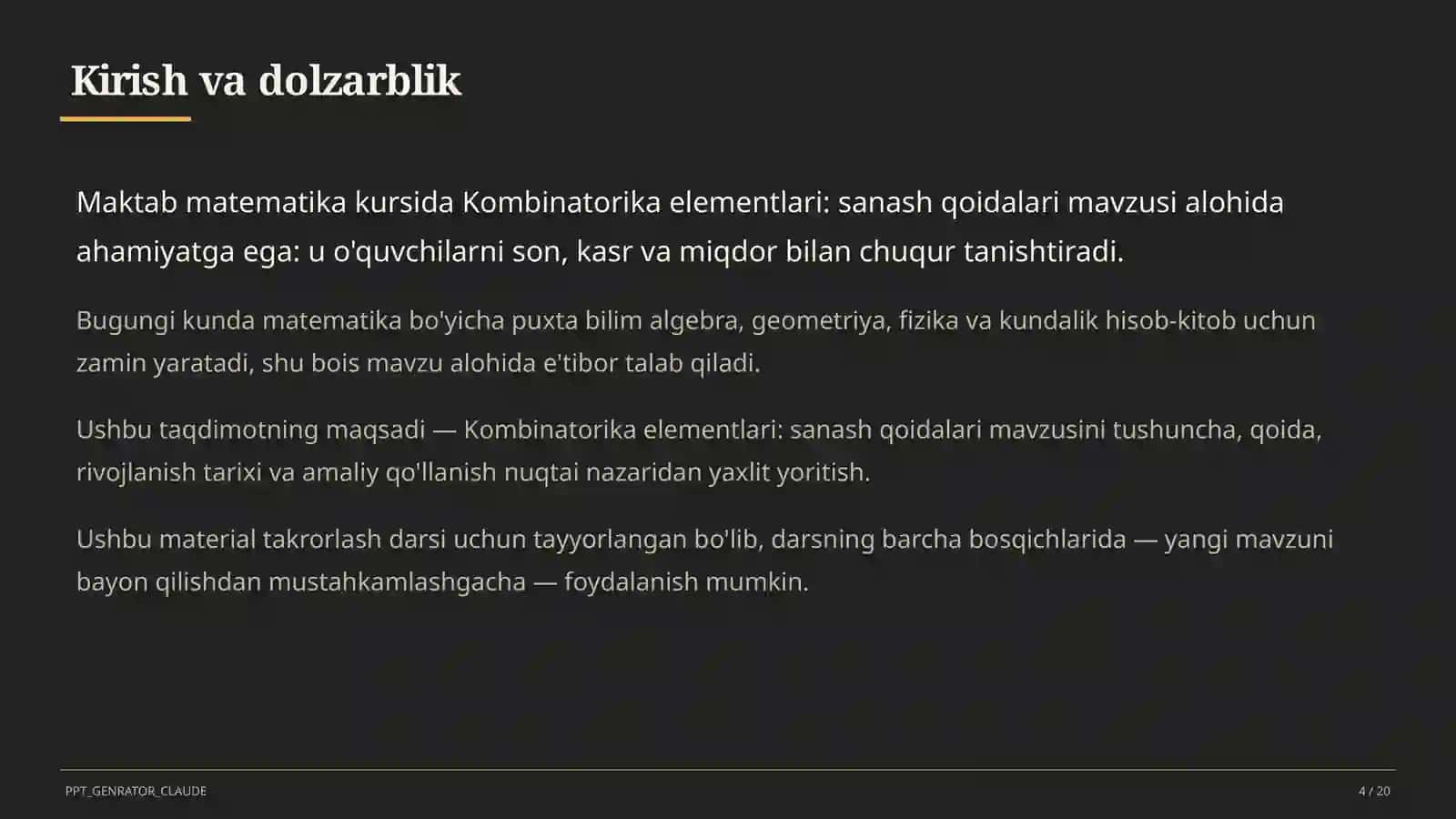 Kombinatorika elementlari: sanash qoidalari (6-sinf) 4