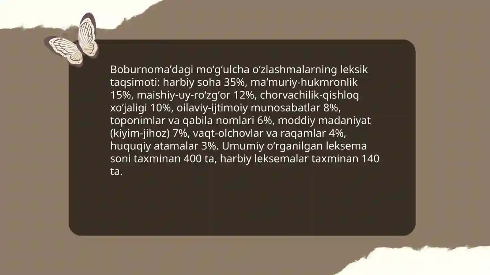 "Boburnoma"dagi mo'g'ulcha o'zlashmalar 4
