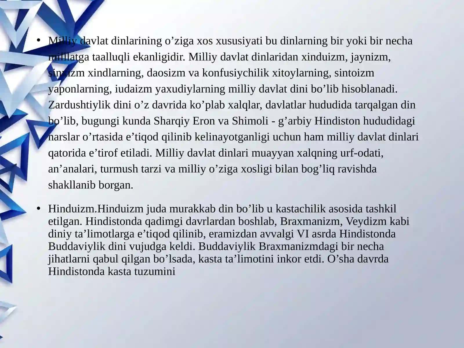 Milliy  dinlar tushunchasi, xususiyatlari va tasnifi 4