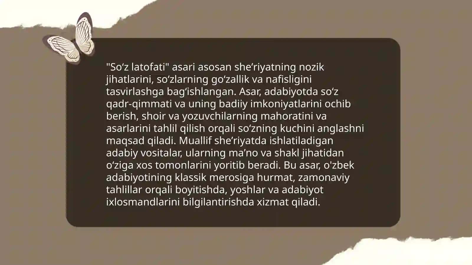 Erkin Vohidovning "Soʻz latofati" asari va shoirning gʻazallari mutolaasi 4