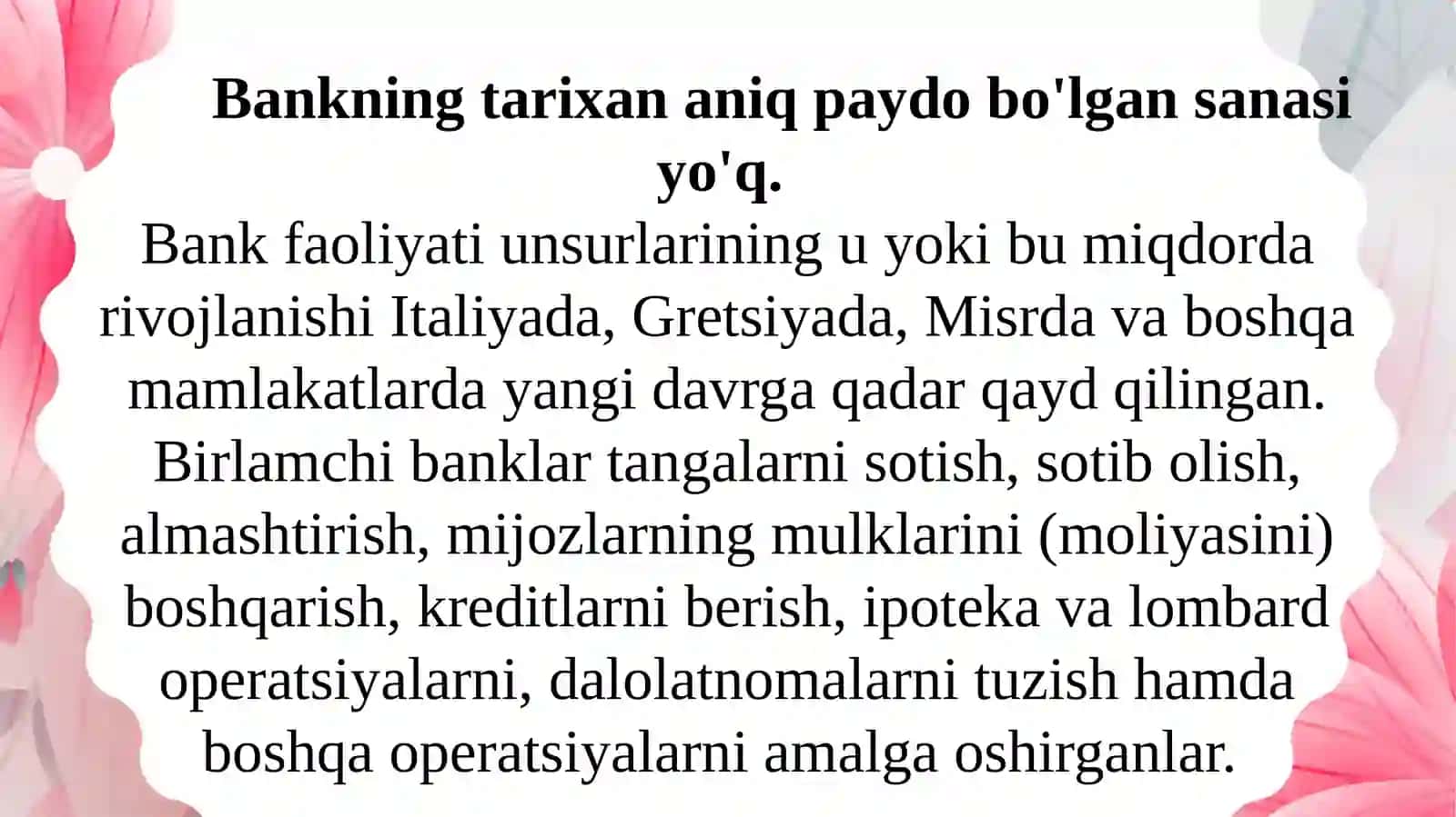 Banklarning kelib chiqishi va bank tizimi 4