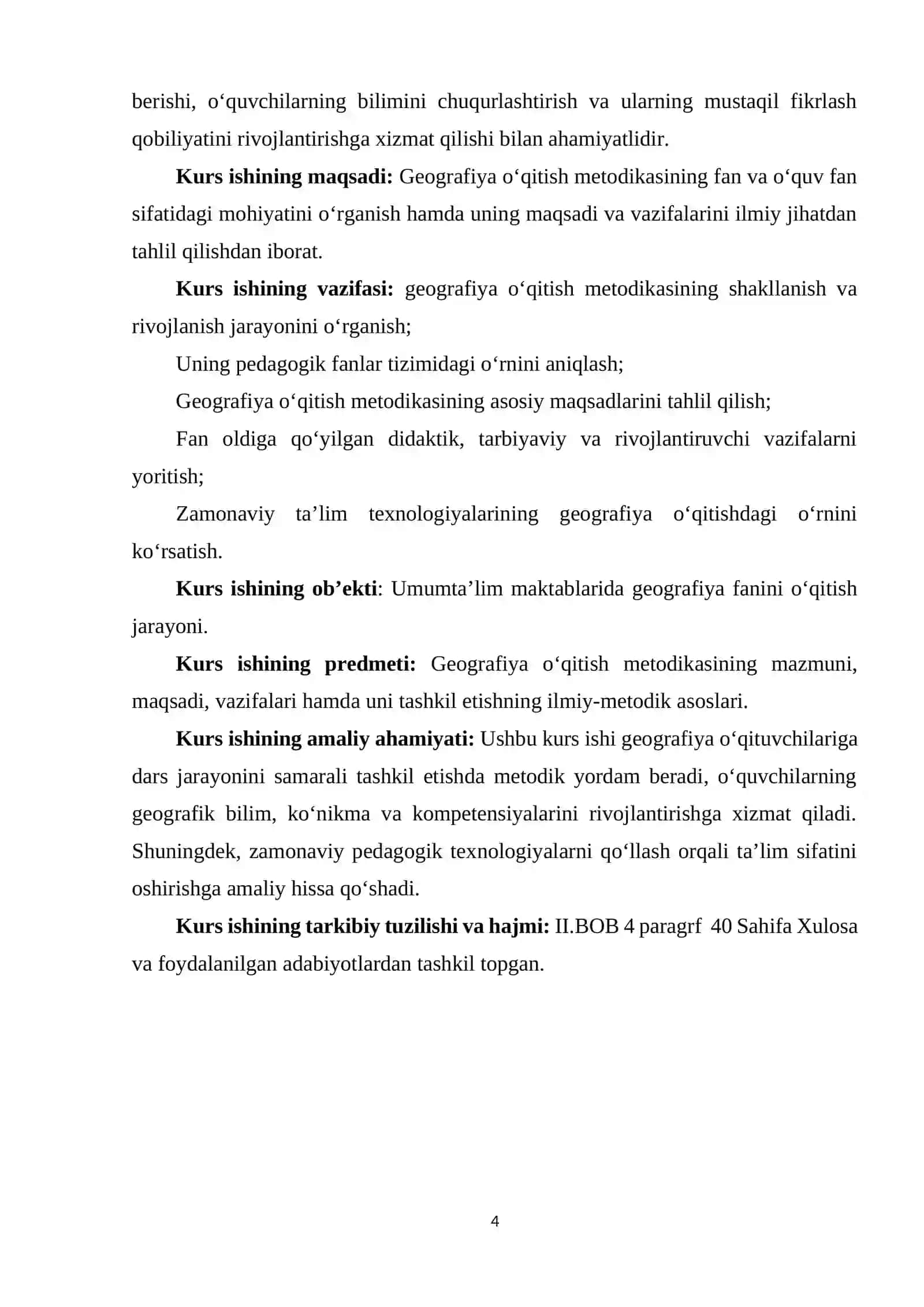 GEOGRAFIYA O’QITISH METODIKASI FAN VA O’QUV FAN SIFATIDA. GEOGRAFIYA O’QITISH METODIKASINING MAQSADI VA VAZIFALARI 4