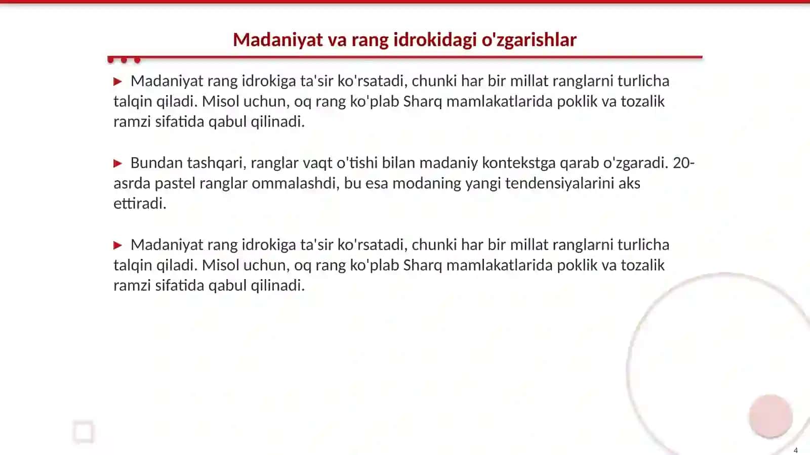 Rang idrokining madaniy omillarga bog'liqligi 4