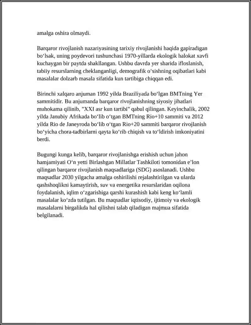 BARQAROR RIVOJLANISH NAZARIY ASOSLAR VA EKOLOGIK TAMOYILLARI 4