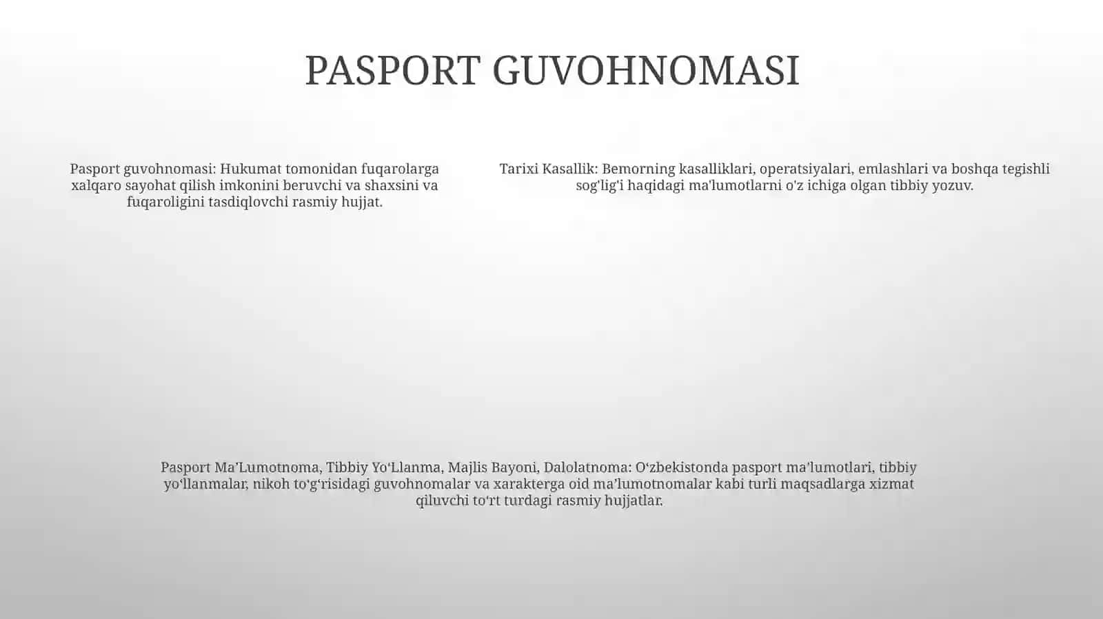 Kasallik Tarixi.Pasport MaʼLumotnoma,Tibbiy YoʻLlanma,Majlis Bayoni.Dalolatnoma 4