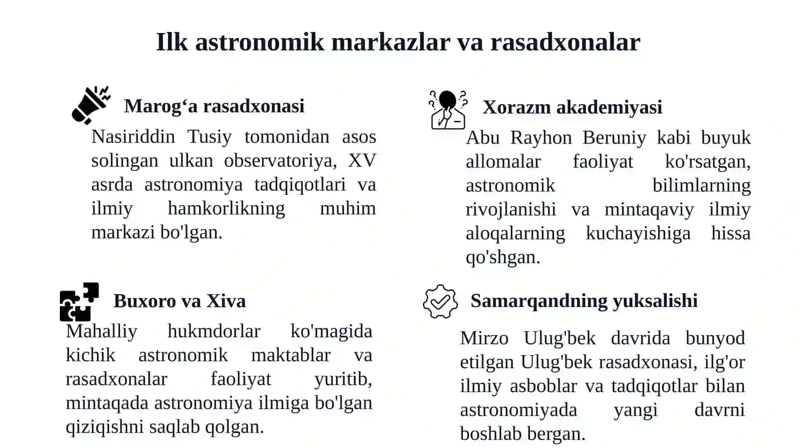 Oʻrta Osiyolik astronomlarning ilmiy faoliyatlari 4