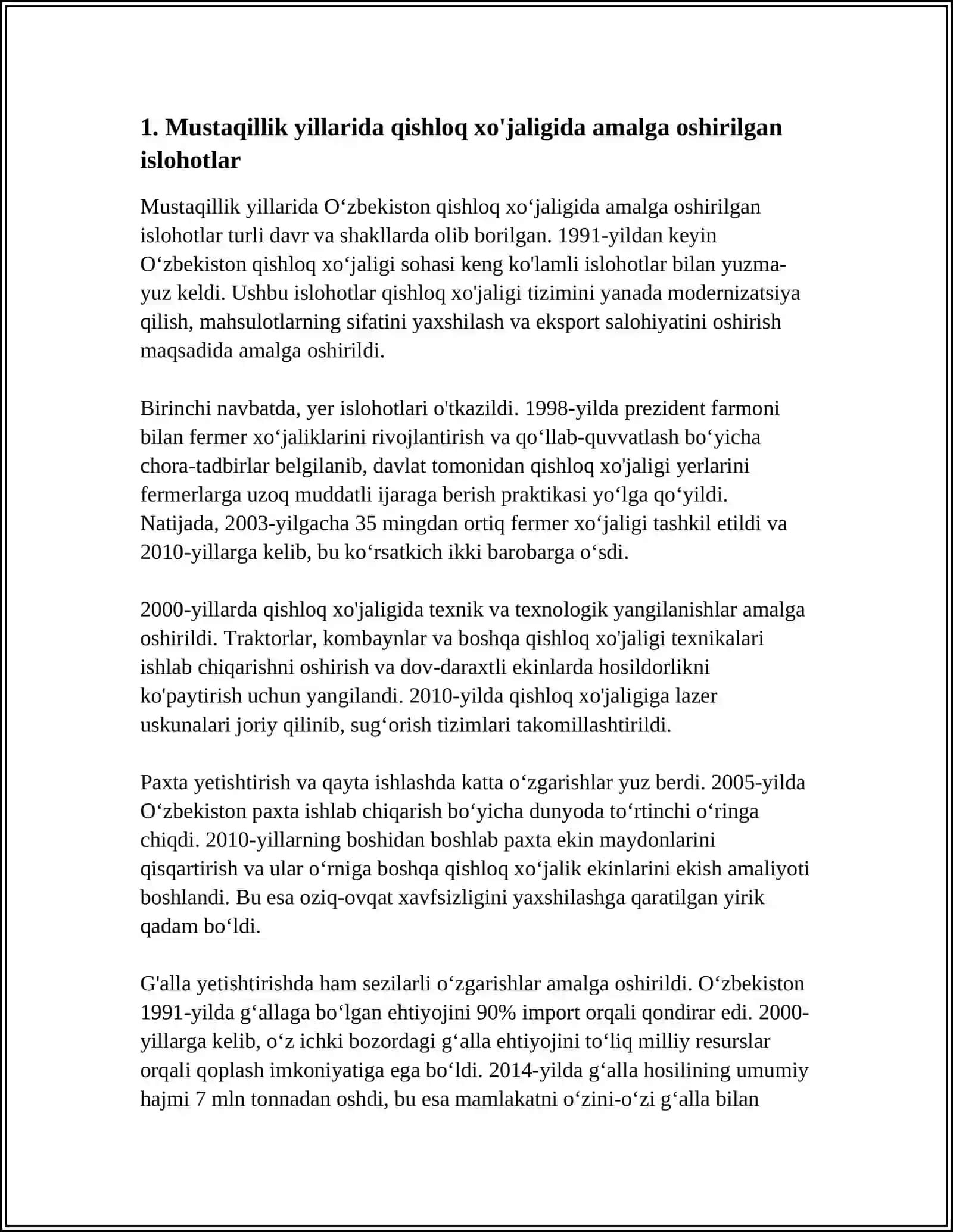 MUSTAQILIK YILARIDA QISHLOQ HOJALIGI VA SANOT SOHASIDAGI OZGARISH LAR 4