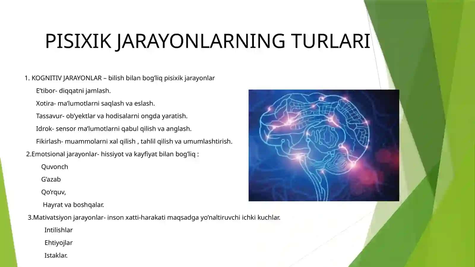 PSIXIK JARAYONLAR VA MIYANING O’ZARO ALOQADORLIGI HARAKAT INSON FAOLIYATINING BIRLIGI SIFATIDA 4