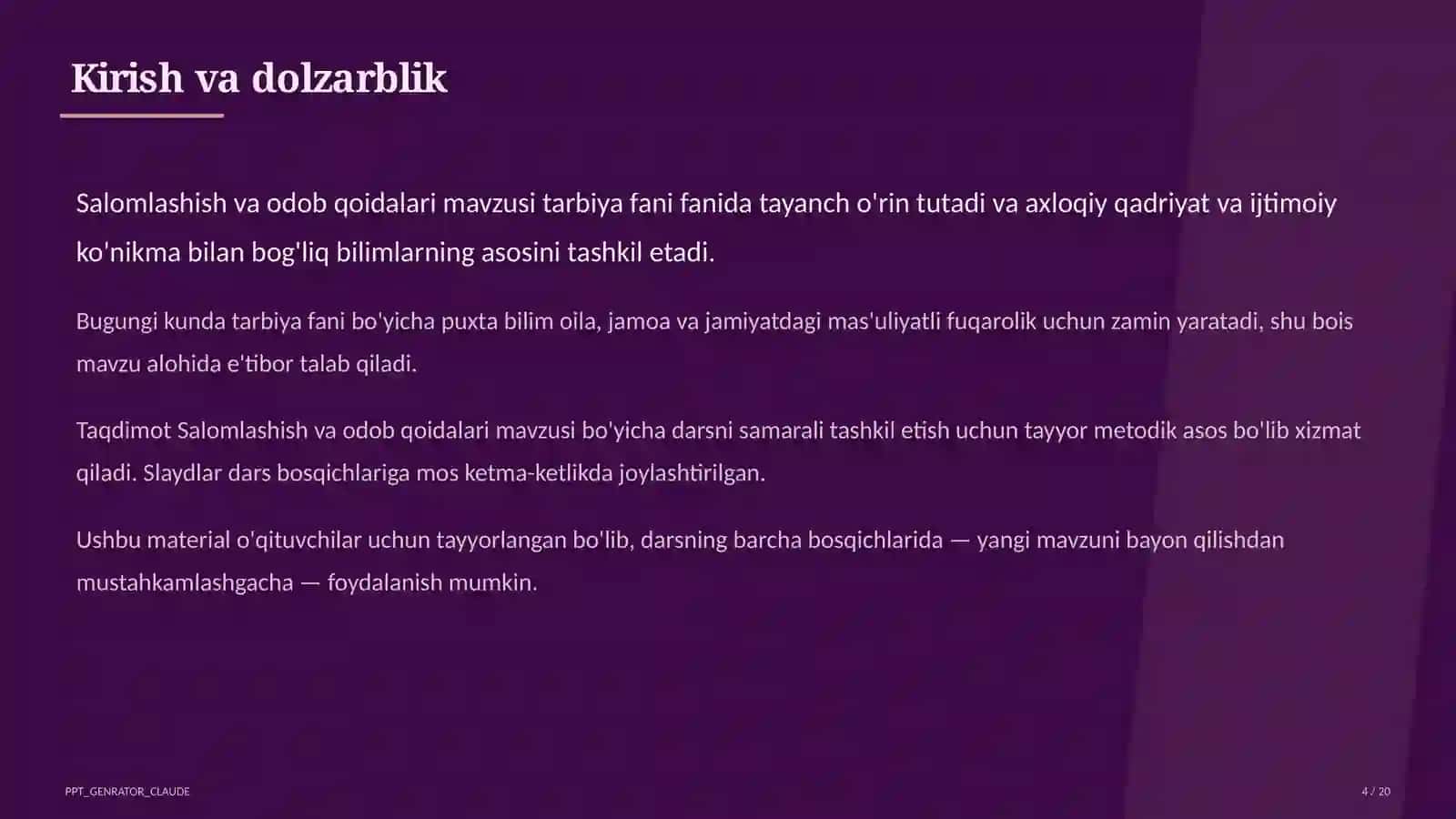 Salomlashish va odob qoidalari (1-sinf) 4