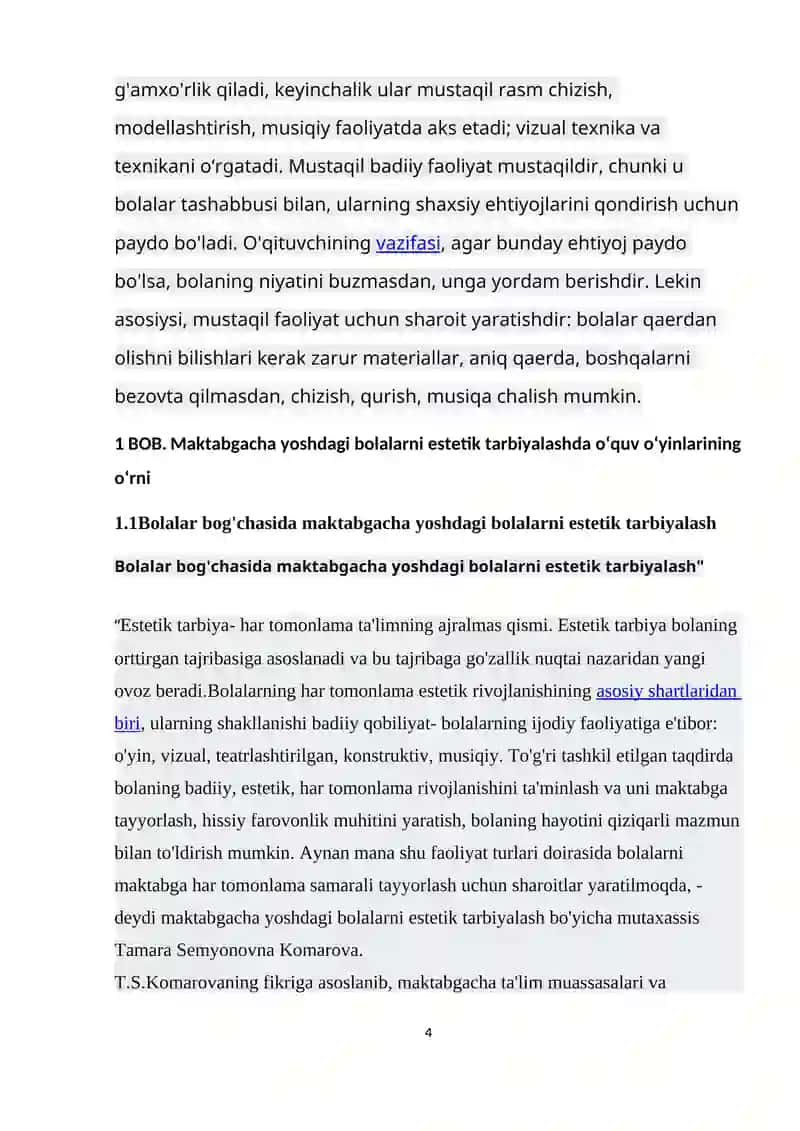 Maktabgacha yoshdagi bolalarni estetik tarbiyalashda o‘quv o‘yinlarining o‘rni 4