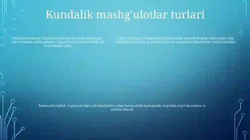 Talabalarning Kundalik Mashg'Uloti 4