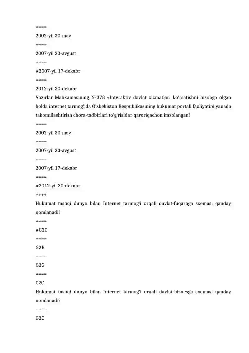Axborot texnologiyalari test 4