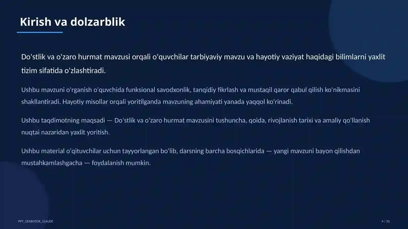 Do'stlik va o'zaro hurmat 4