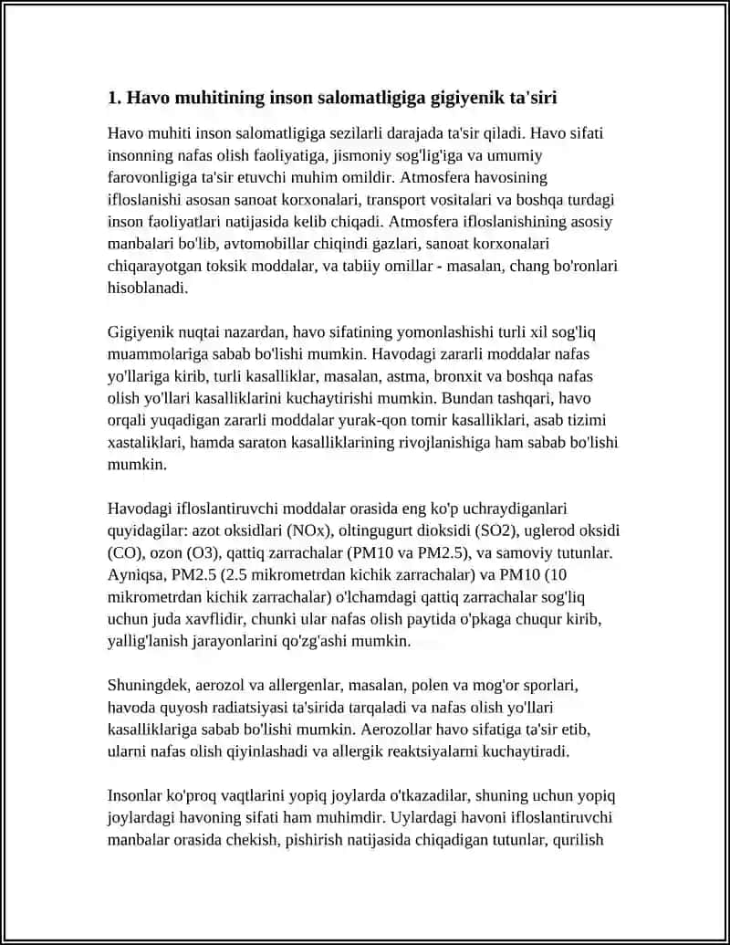 HAVO MUHITI VA QUYOSH RADIATSIYASINING GIGIYENIK TAVSIFI VA EKOLOGIK AHAMIYATI 4