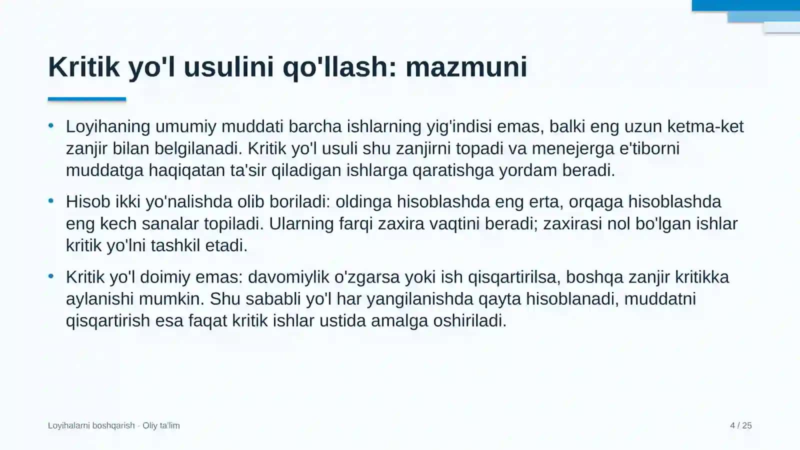 Kriminalistika laboratoriyalarida kritik yo'l usulini qo'llash 4