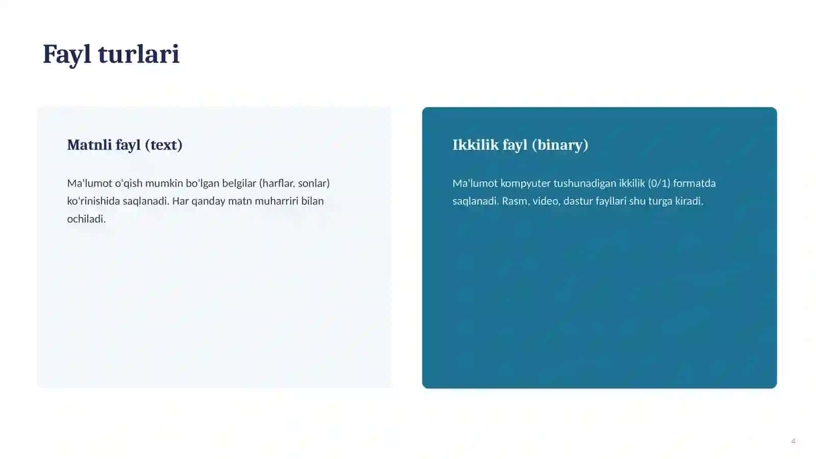 Fayllar bilan ishlashning yangi usullari (I/O texnologiyasi) 4