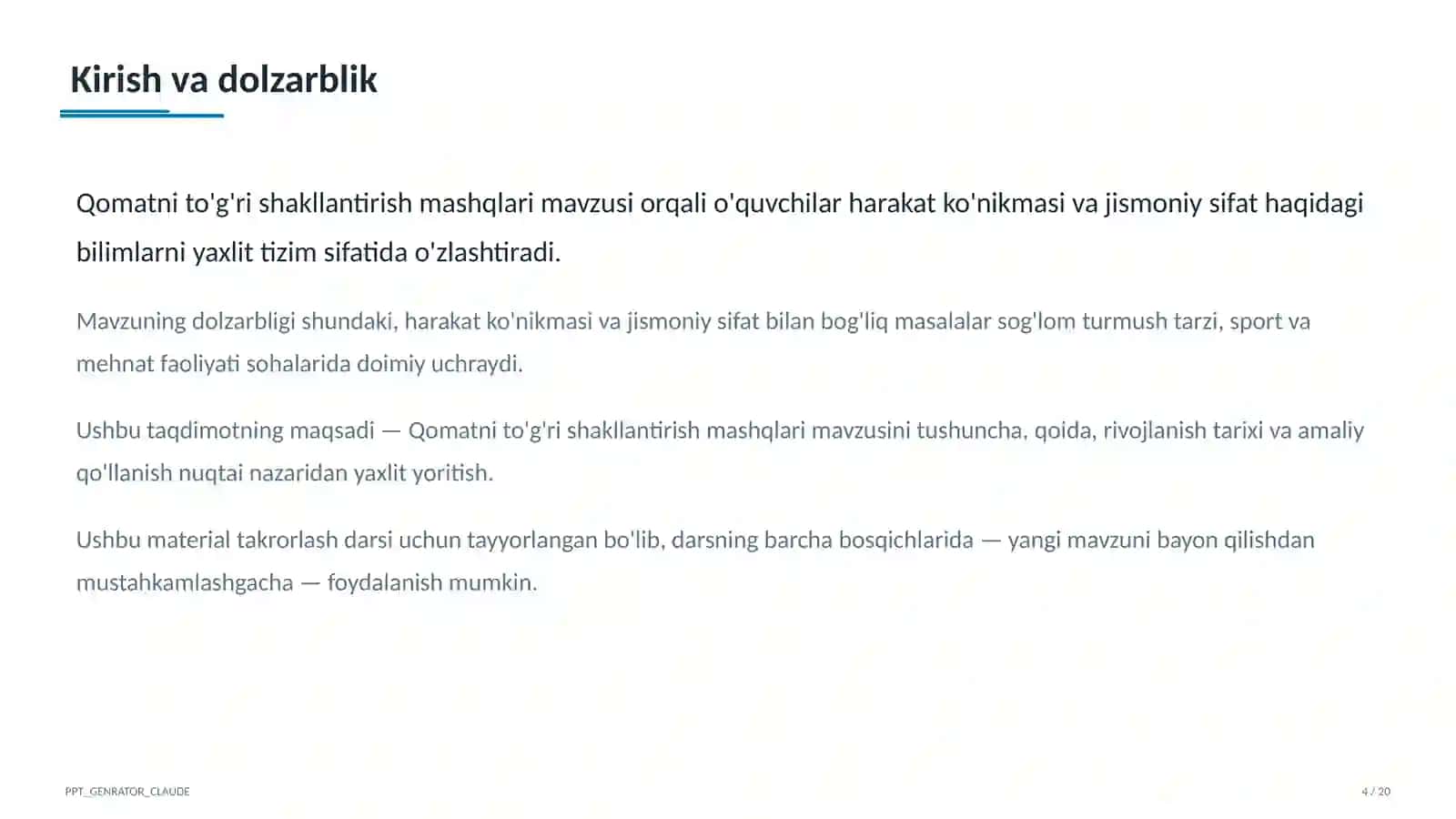 Qomatni to'g'ri shakllantirish mashqlari (2-sinf) 4
