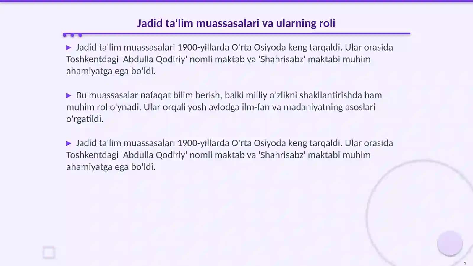Jadid ma’rifatchiligi: Ta’lim islohlari 4