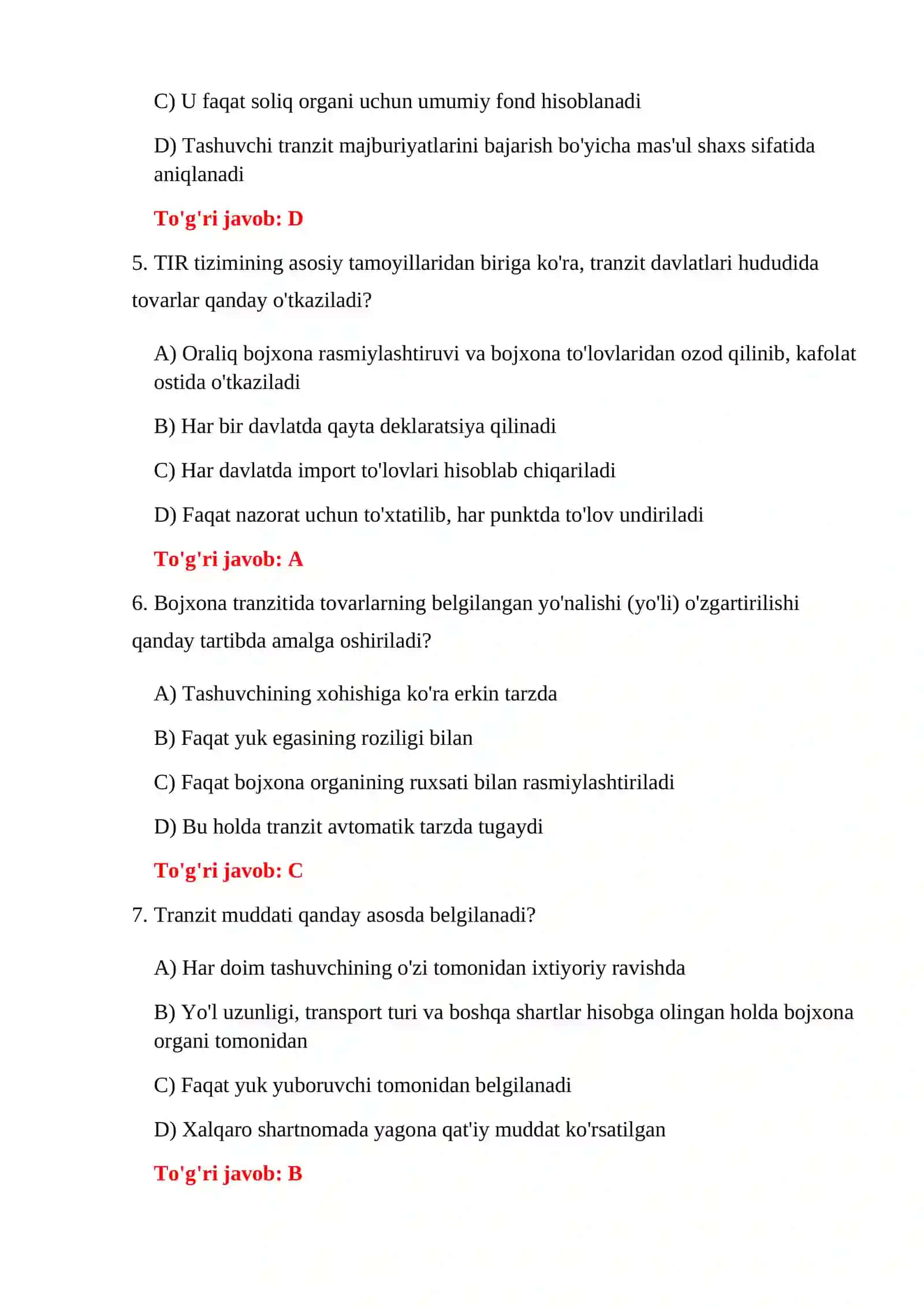 TRANZIT TOVARLARI TESTLARI 4