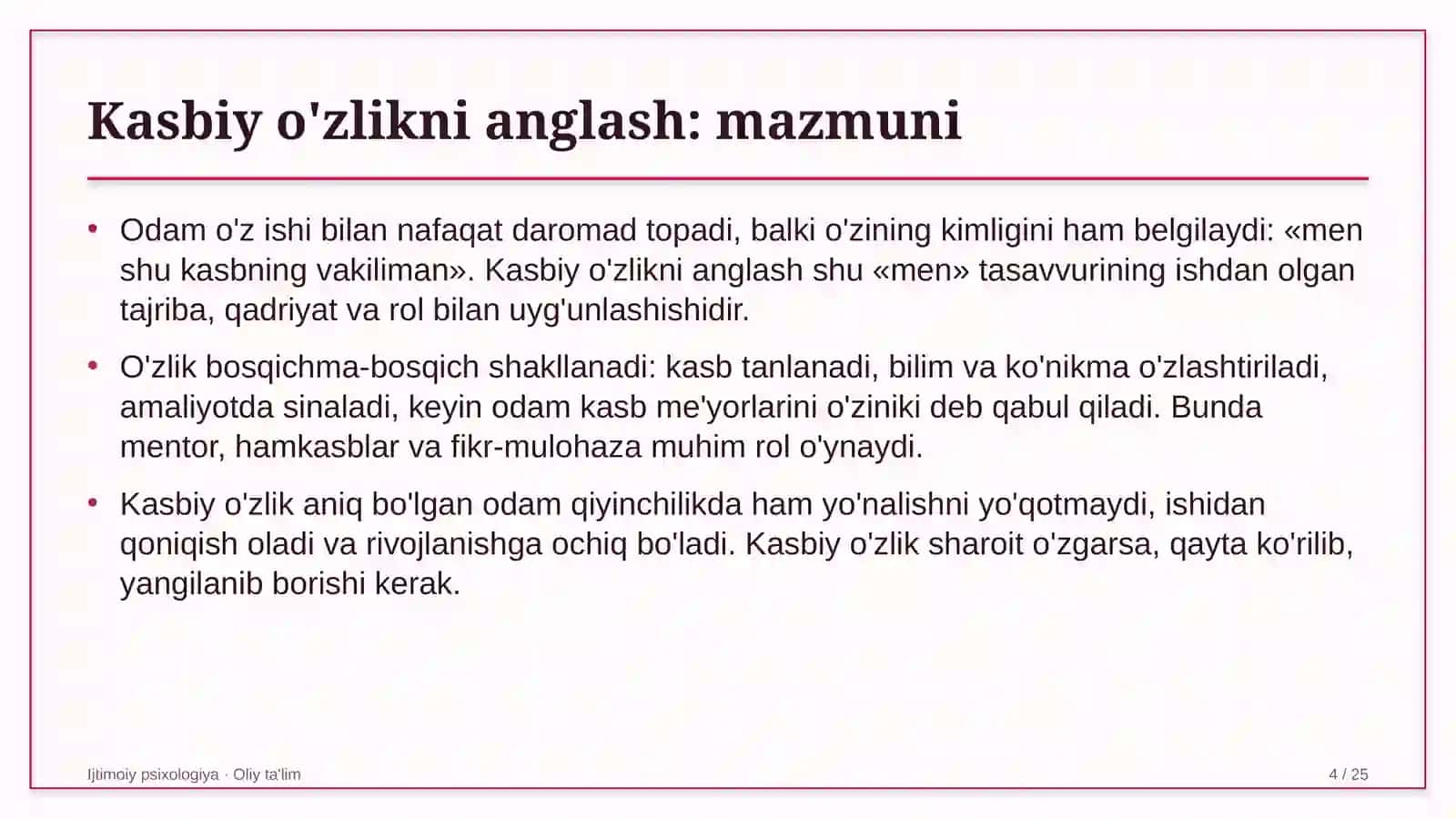 Autsorsing kompaniyalarida kasbiy o'zlikni anglash 4