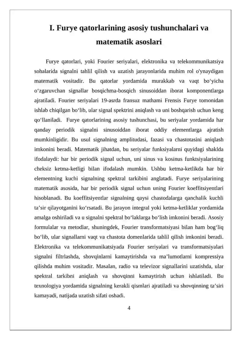 ELEKTRONIKA VA TELEKOMMUNIKATSIYADA FURYE QATORLARINING QO‘LLANILISHI 4