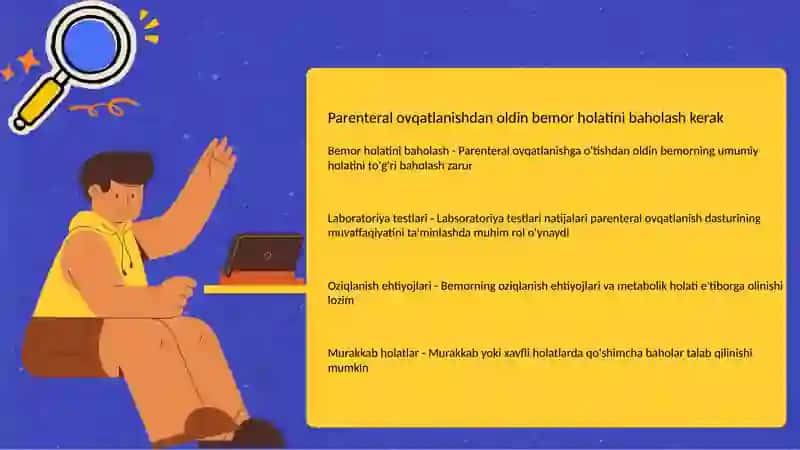 Parenteral ovqatlanishning turli usullari 4