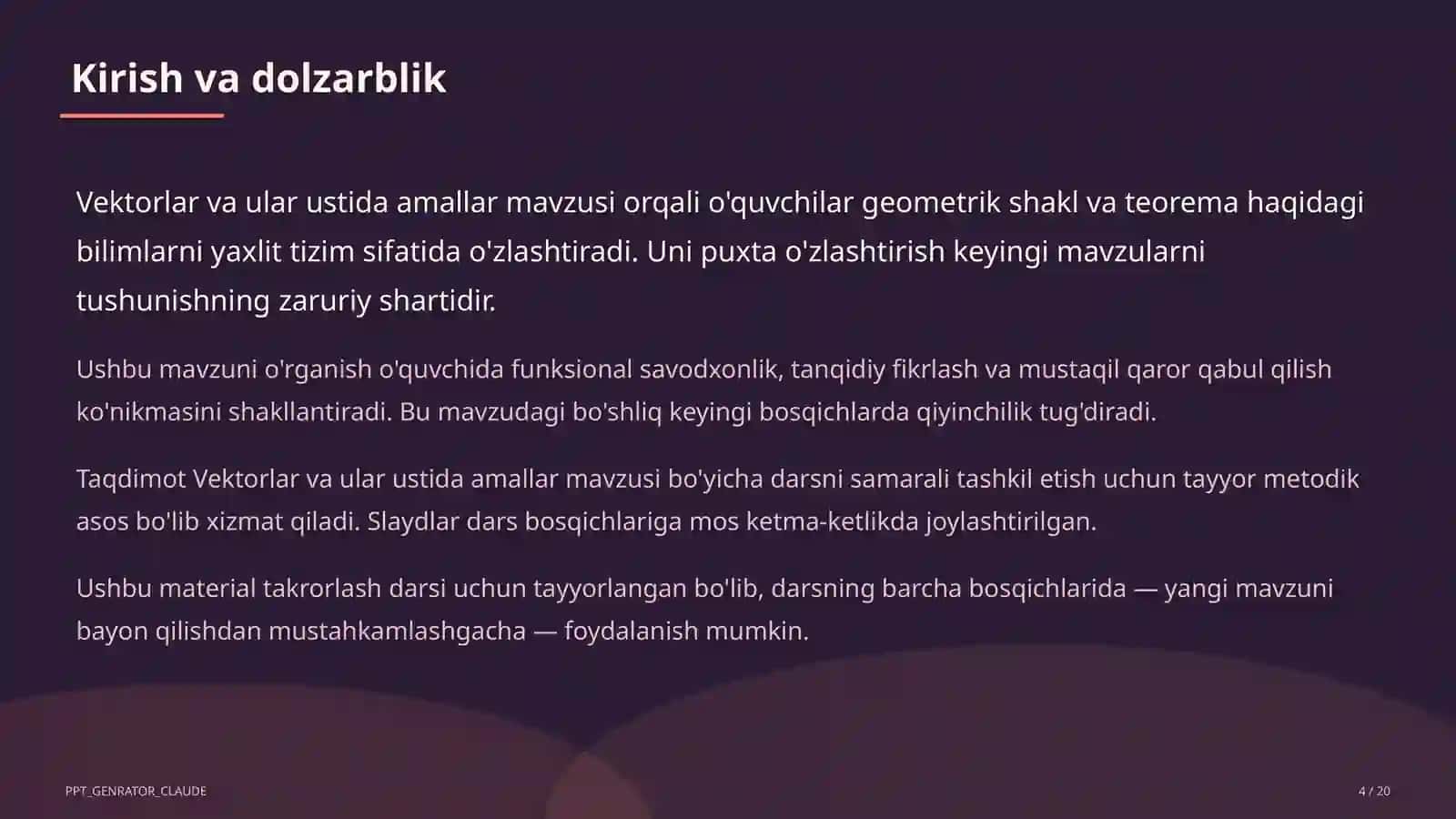 Vektorlar va ular ustida amallar (9-sinf) 4