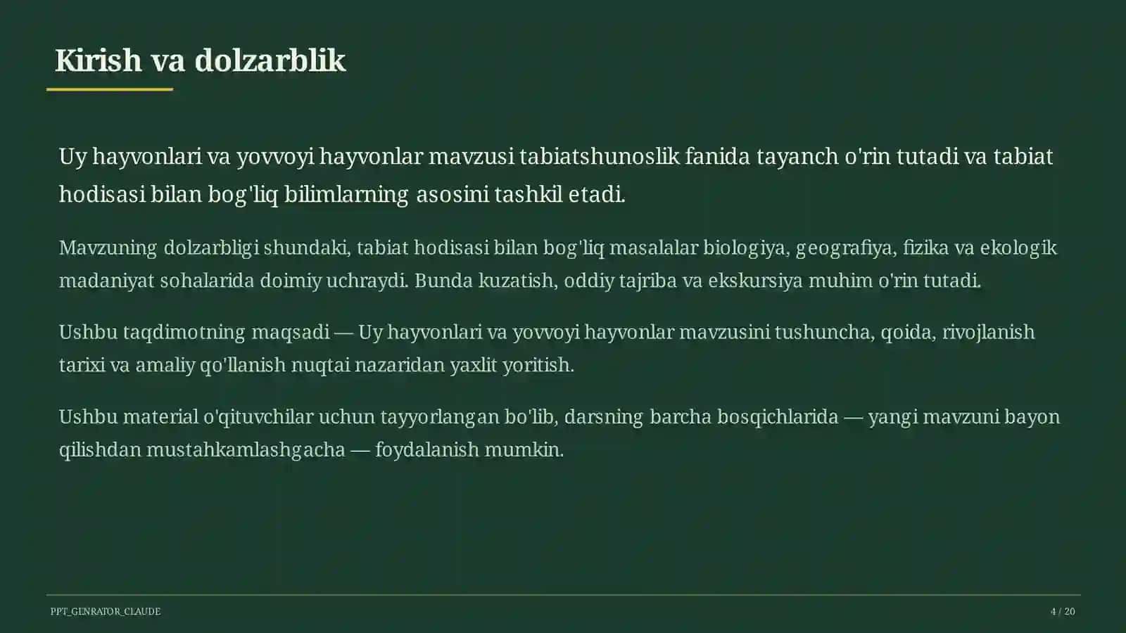 Uy hayvonlari va yovvoyi hayvonlar (1-sinf) 4