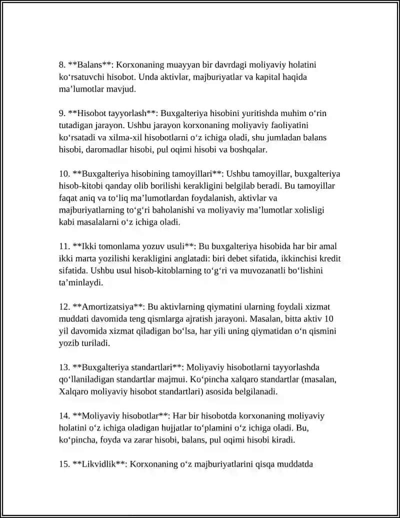 BUXGALTERIYAGA HISOBINING TARKIBI VA UNDA RO'Y BERADIGAN O'ZGARISHLAR 4