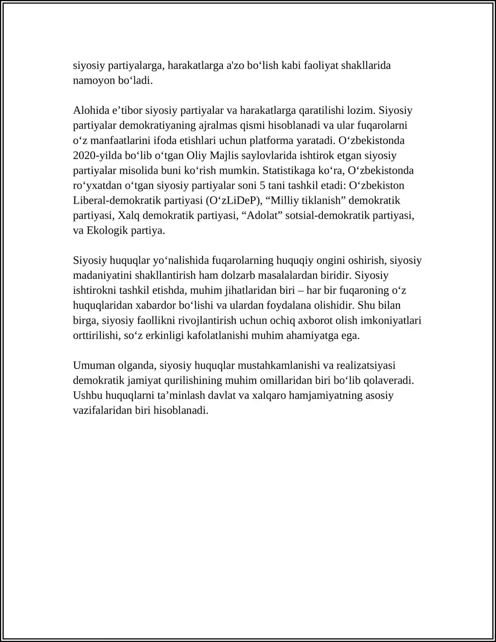 SIYOSIY HUQUQLAR TUSHUNCHASI MUSTAQIL ISH 4