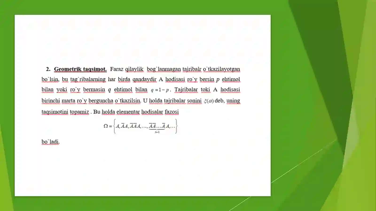 Amaliyotdako’puchraydiganmuhimdiskret va uzluksiz taqsimotlar va normal taqsimotning tadbiqlari 4