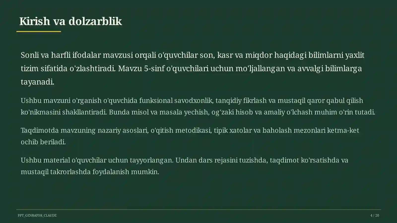 Sonli va harfli ifodalar (5-sinf) 4