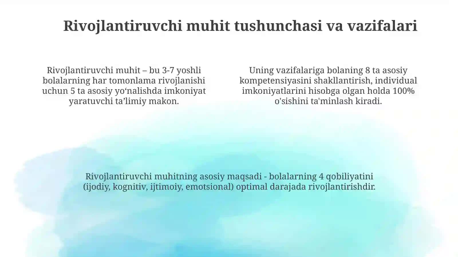 Maktabgacha ta’lim tashkilotida rivojlantiruvchi muhit va uning turlari 4
