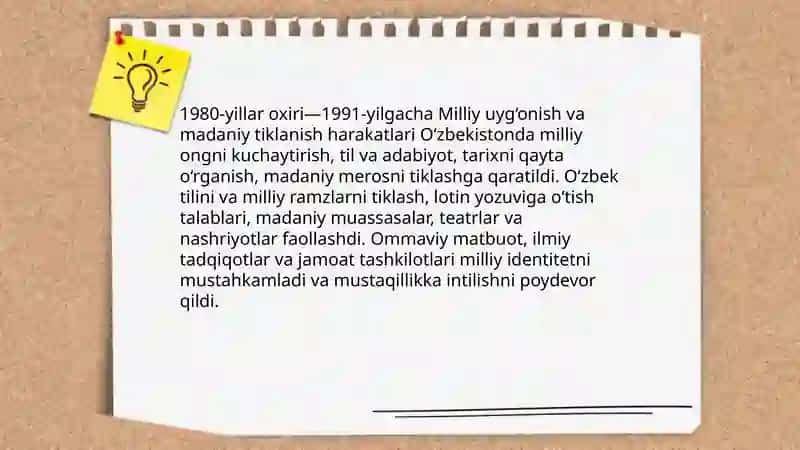Mustaqillikka erishish arafasida O'zbekistondagi ijtimoiy-siyosiy jarayonlar 4