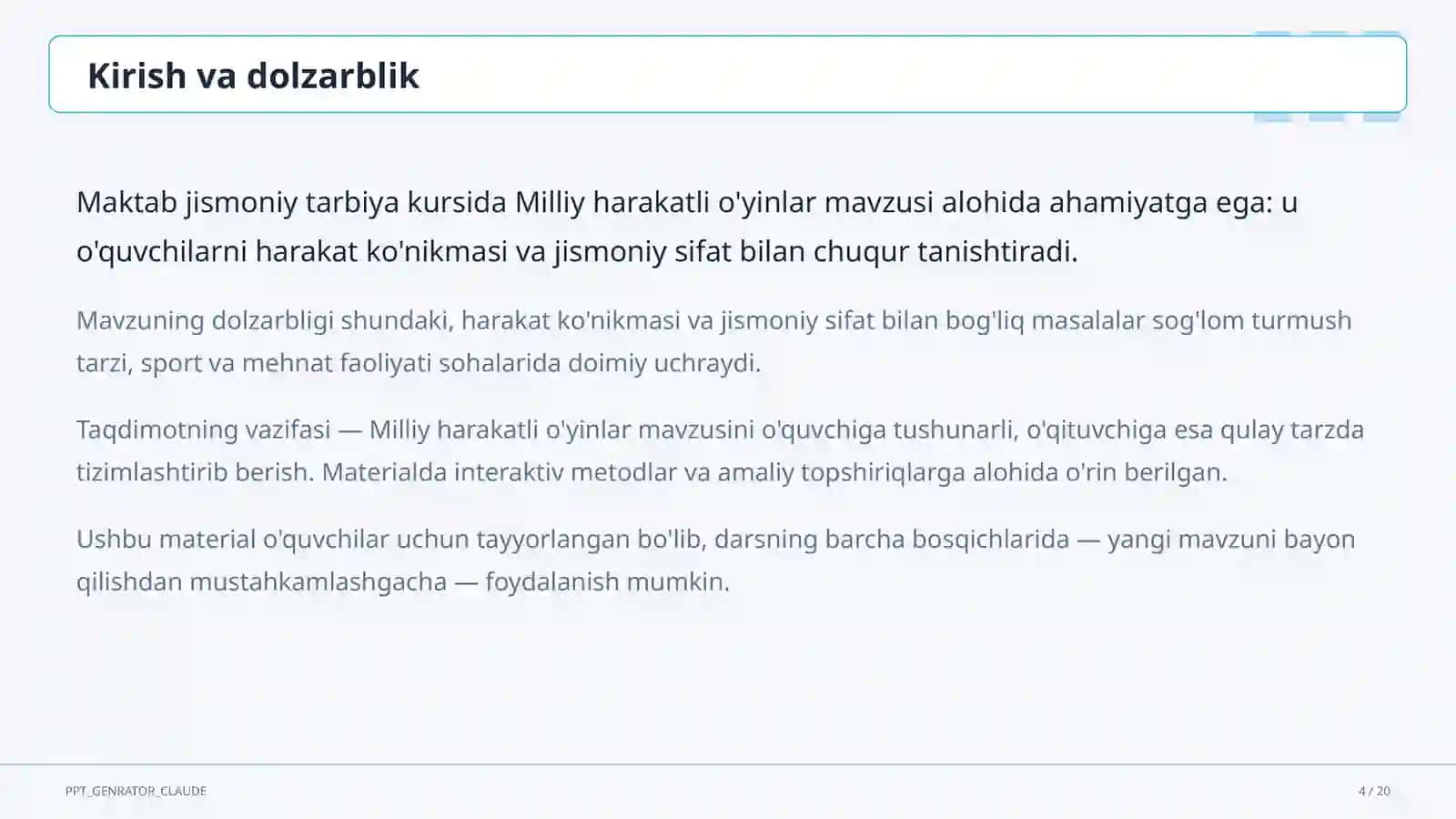Milliy harakatli o'yinlar (4-sinf) 4