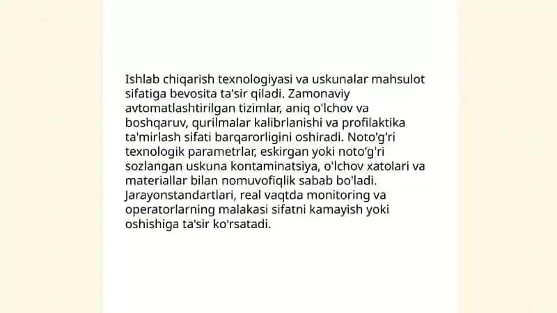 Xomashyo va materiallarning sifati 4