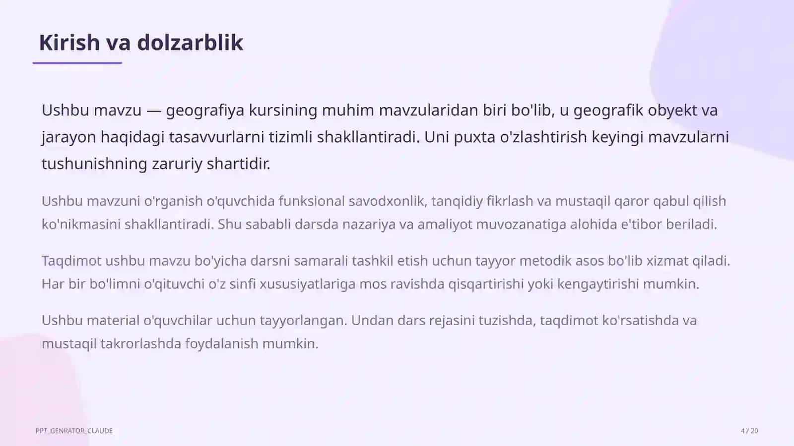 Turizm geografiyasi va O'zbekistonning turistik salohiyati (11-sinf) 4