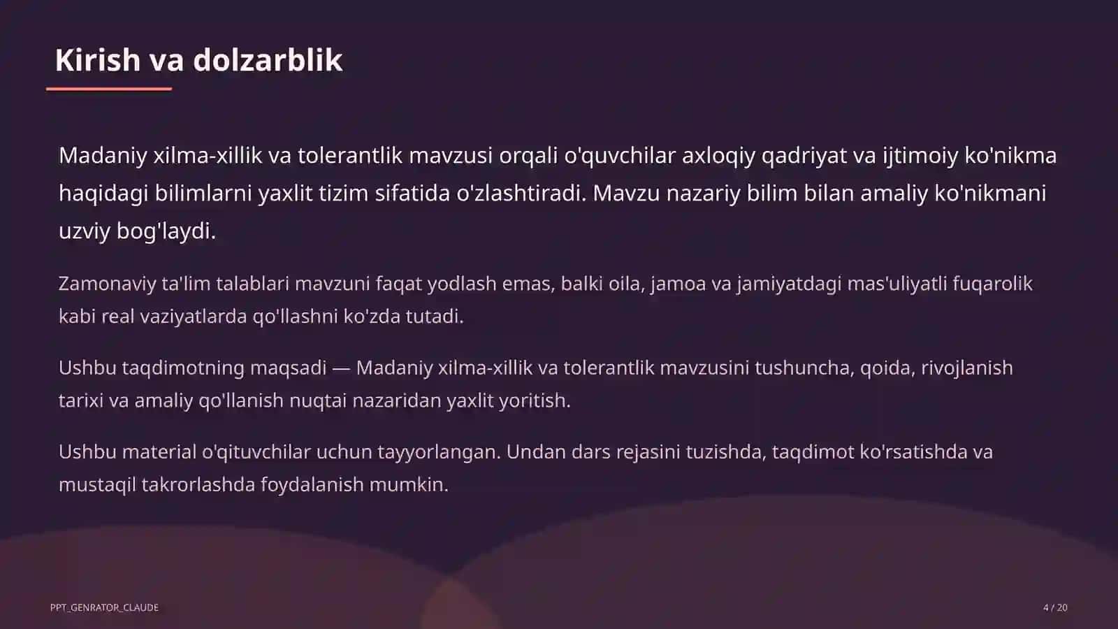 Madaniy xilma-xillik va tolerantlik (11-sinf) 4