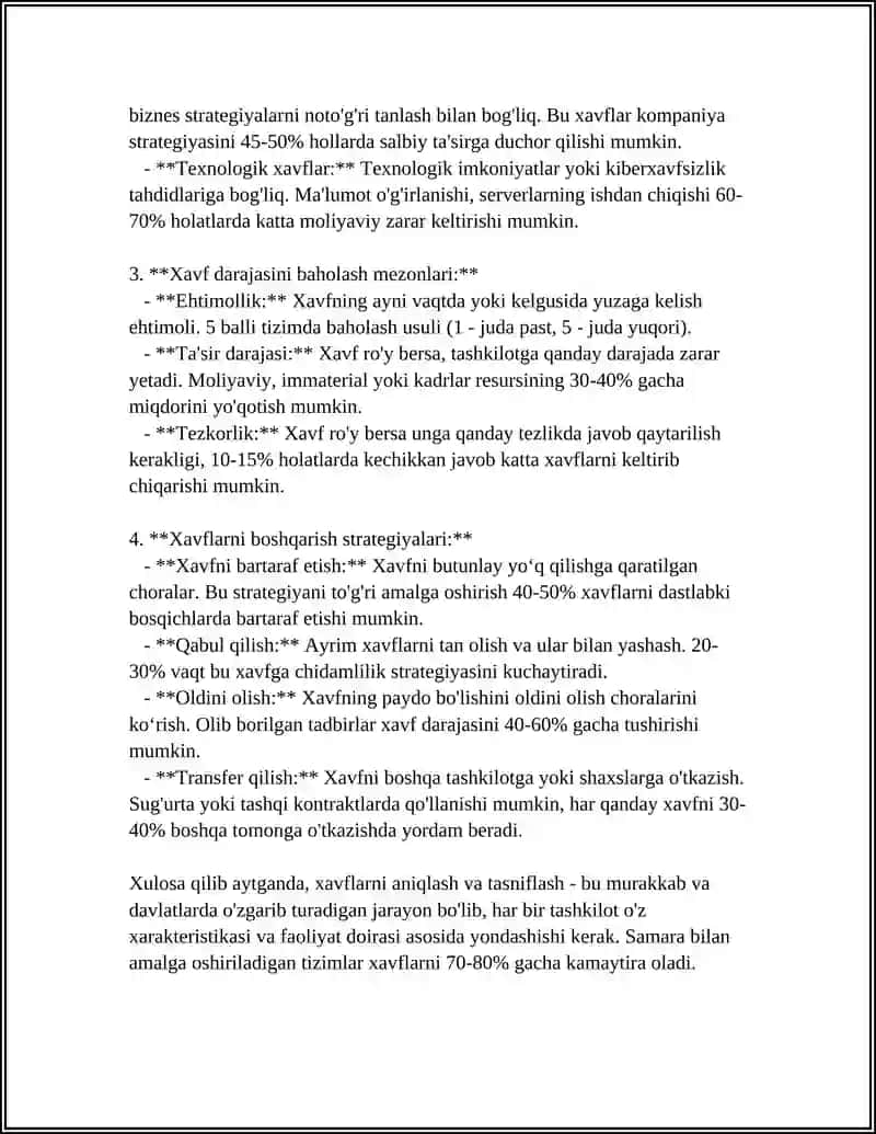 BOSHQARUV QARORLARINI QABUL QILISHDA ANALITIK YONDASHUV RISKLARNI BAHOLASH 4