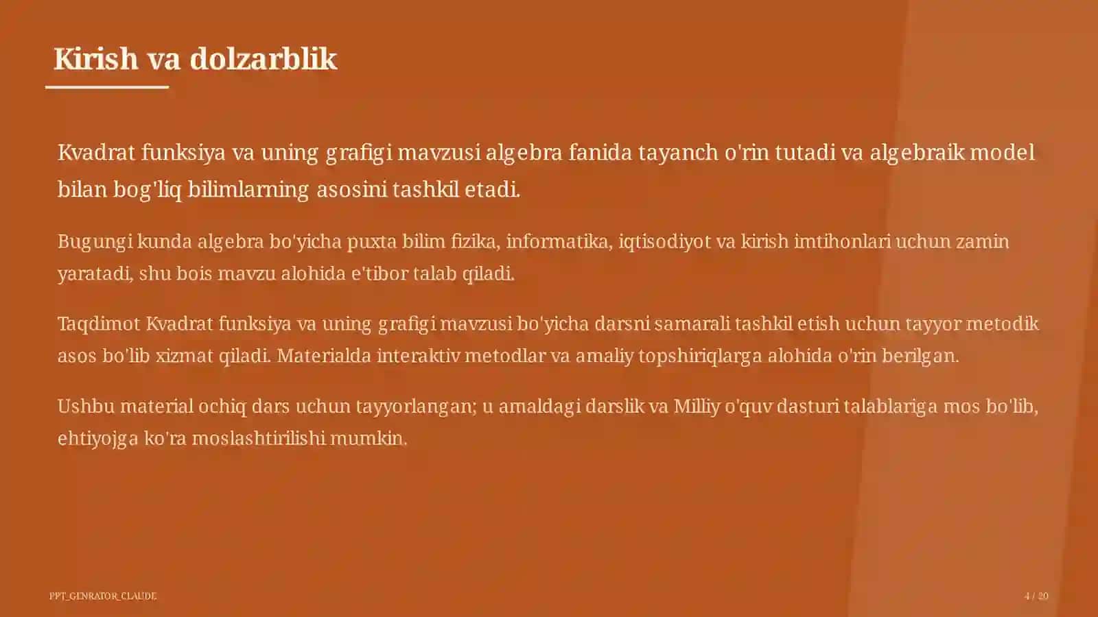Kvadrat funksiya va uning grafigi (9-sinf) 4