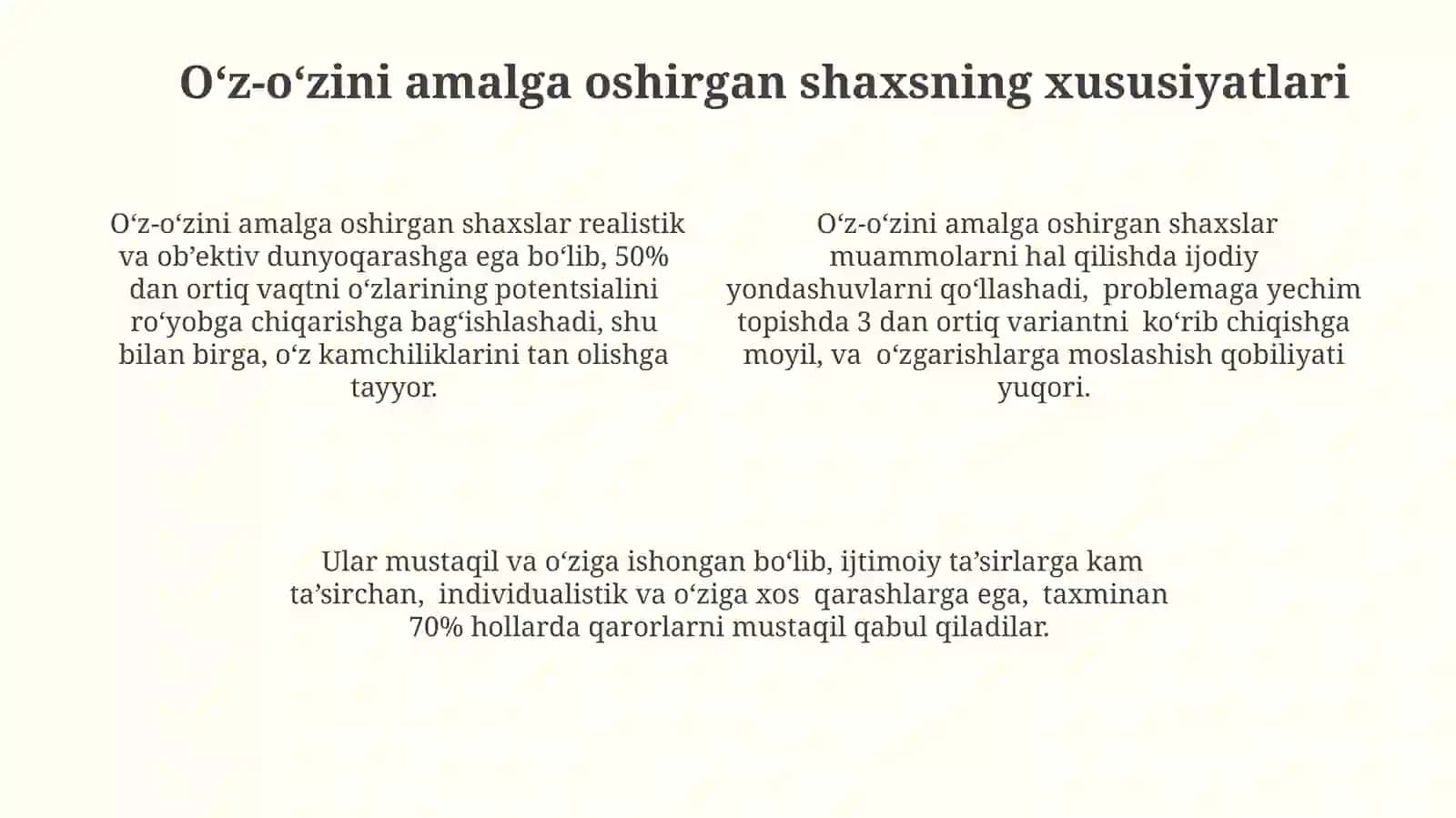 A.Maslouning ozini ozi kamol toptirish nazariyasi 4