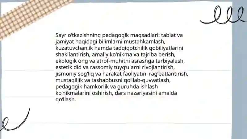 Sayrlarni oʻtkazish mohiyati va ularning turlari 4