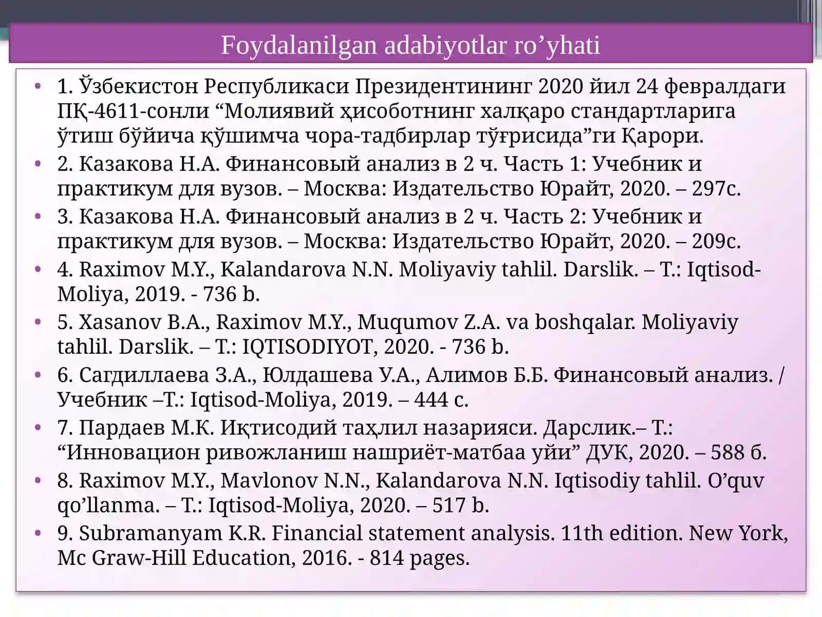 IQTISODIY TAHLIL FANIDAN TAQDIMOT 4