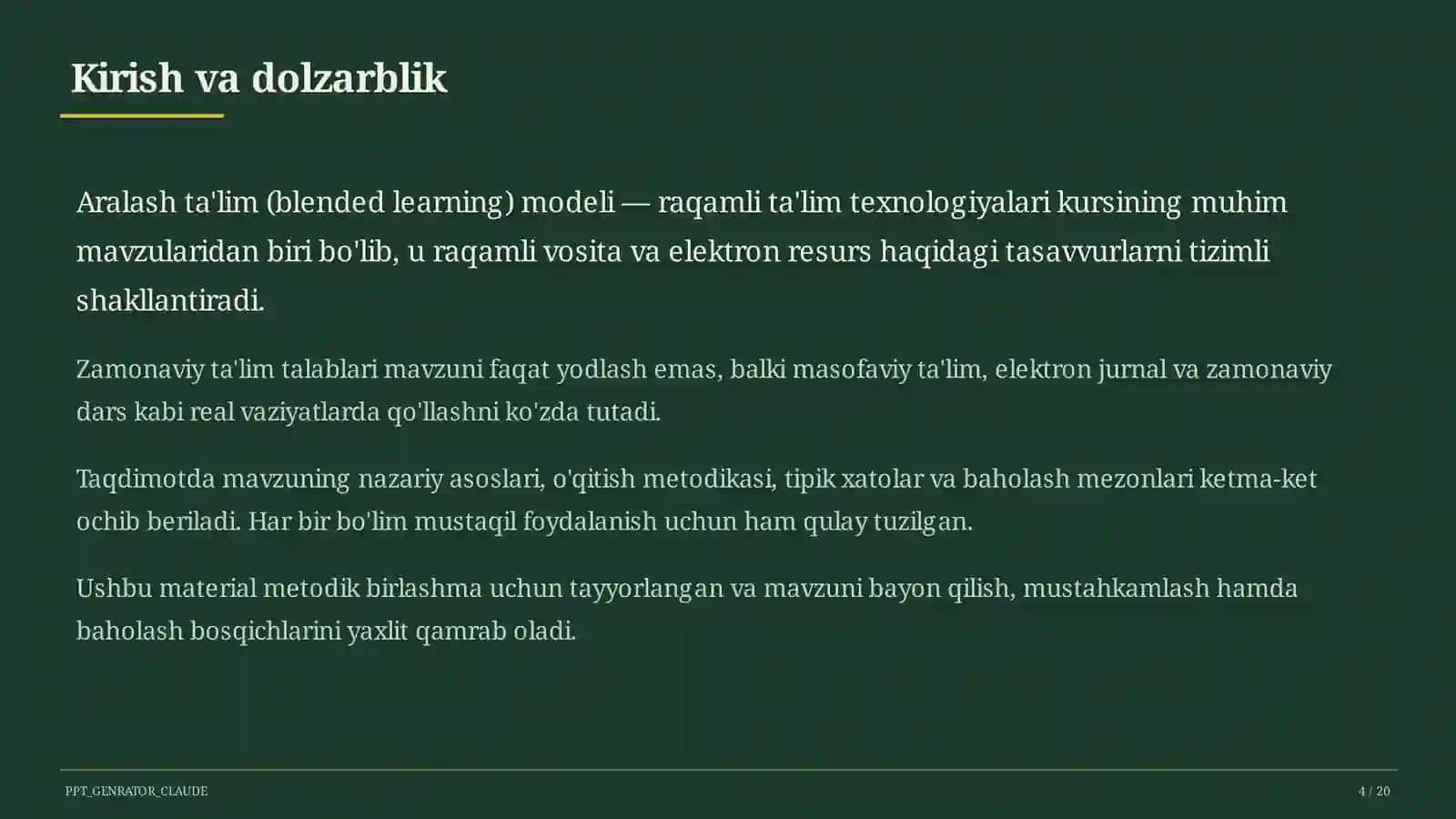 Aralash ta'lim (blended learning) modeli 4