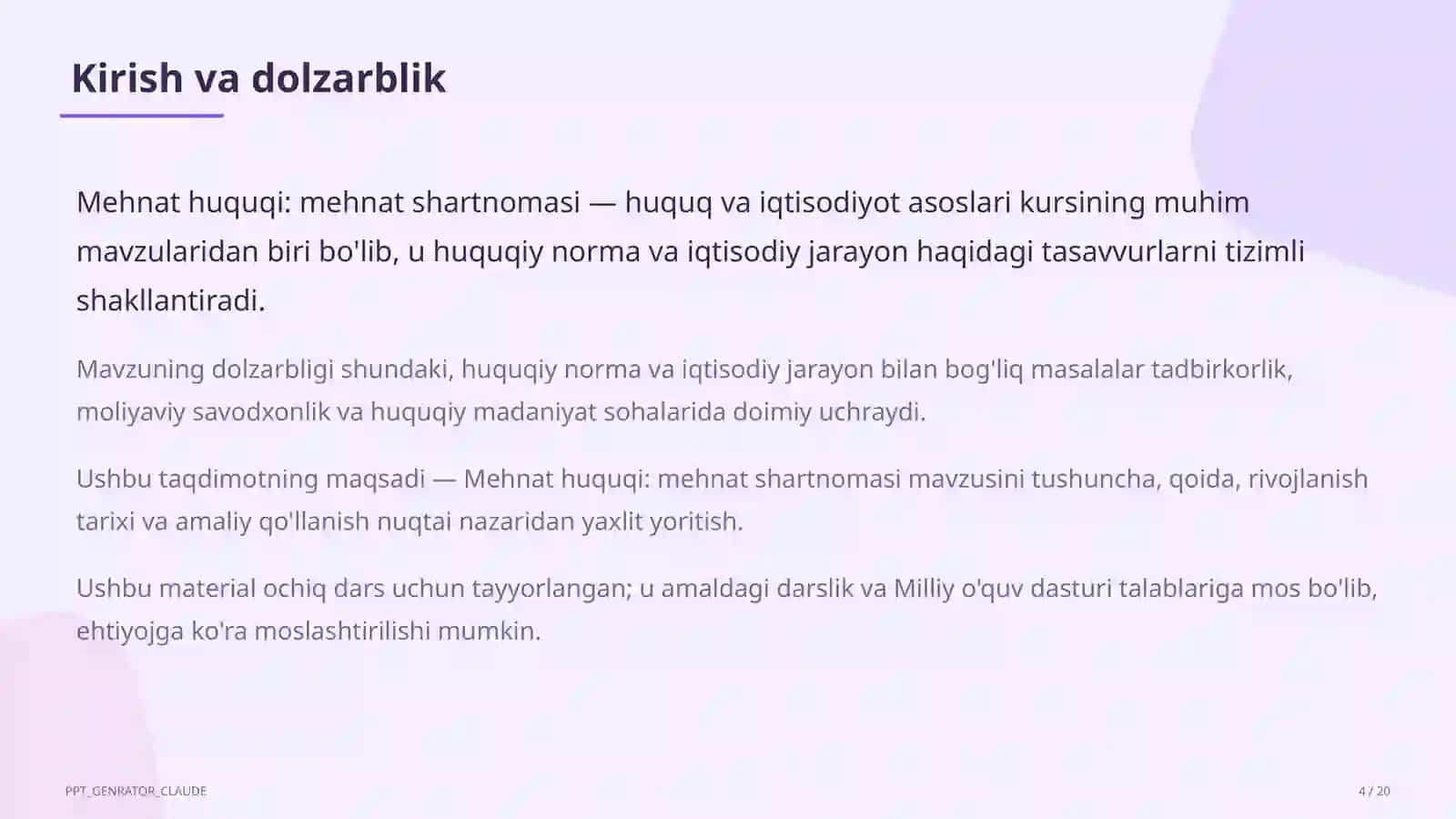 Mehnat huquqi: mehnat shartnomasi (9-sinf) 4